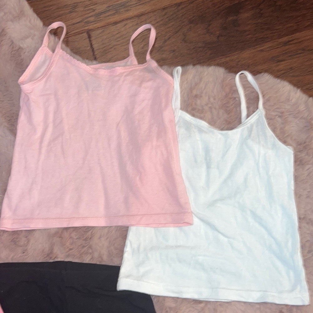 Set of 2 undershirts light pink & white camisoles spaghetti strap girls tops - Picture 1 of 1